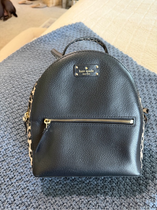 kate spade Handbags - kate spade Black Leather Mini Backpack with Leopard Sides